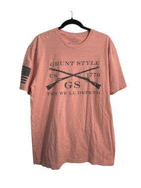 Grunt Style Pink Graphic Tee "This Well Defend" US 1776 Large Cotton Short Sleev